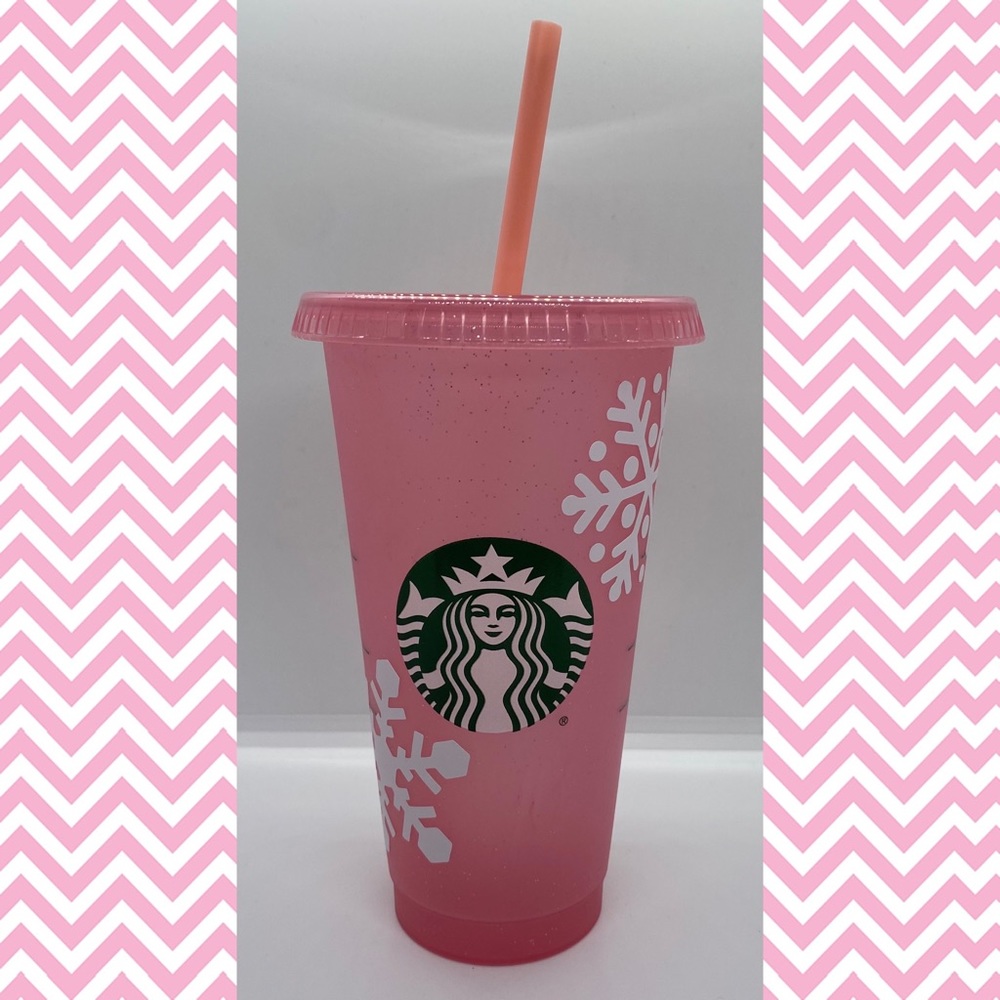 Starbucks Holiday 2020 Glitter PINK Snowflakes